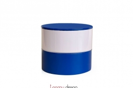 Round Blue Klein/white 2-tier lacquer box size XS  D9*H7,8 cm